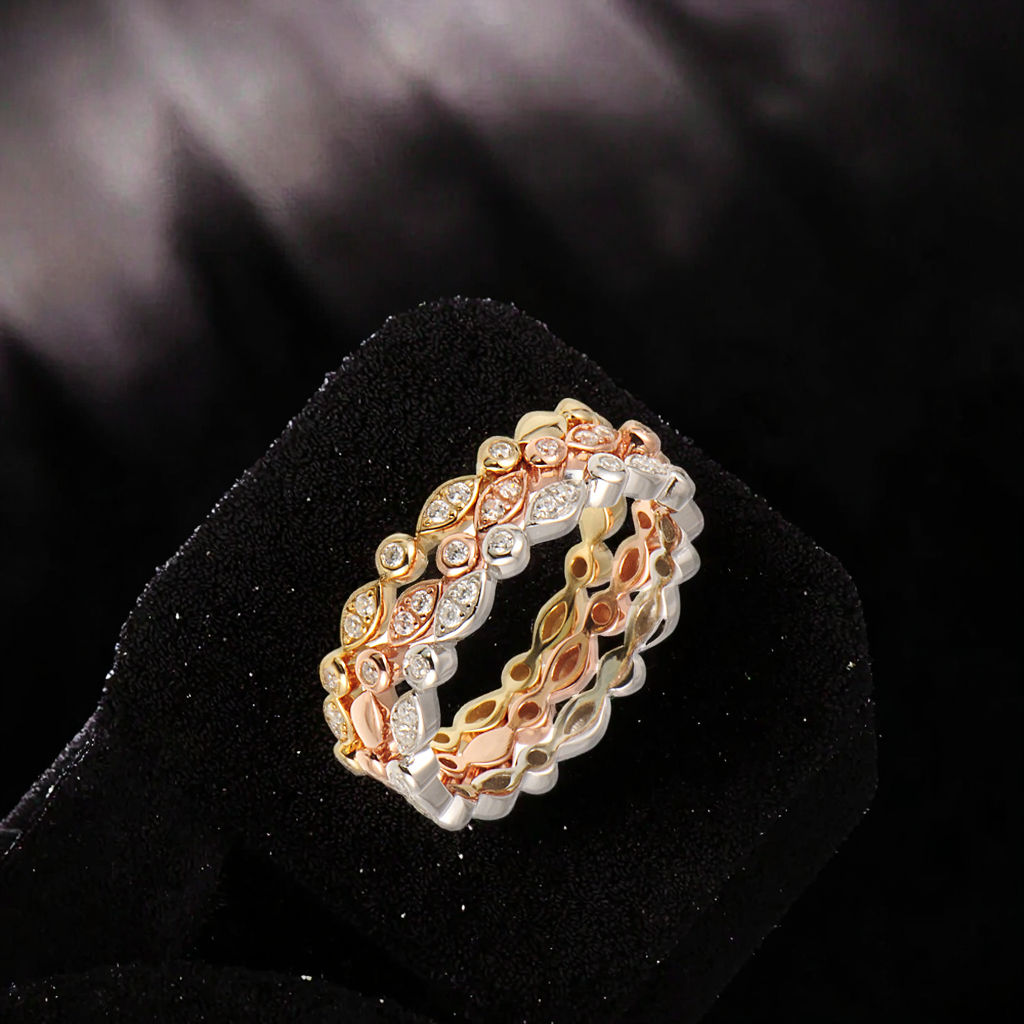 Silver Stackable Ring Set Wedding Engagement Party Anniversary Jewelry